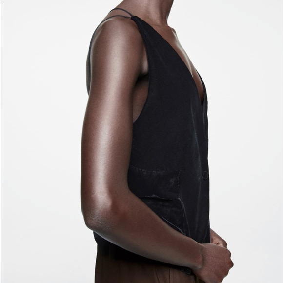 Zara Black Combination Velvet Vest - Picture 6 of 11